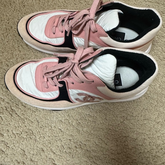 CHANEL Pink and White Sneakers - Picture 1 of 8